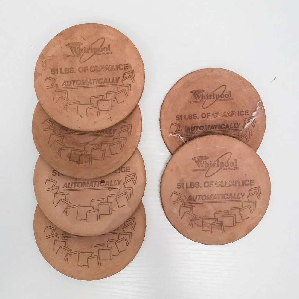 Whirlpool Coasters Tan Ice Maker Promo Debossed Leather